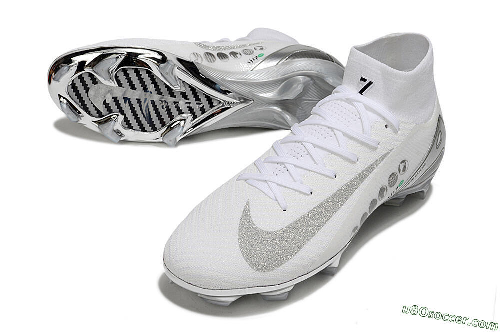 Nike Air Zoom Mercurial Superfly 10 Elite FG Firm Ground Soccer Cleats - White/Silver/Black 3