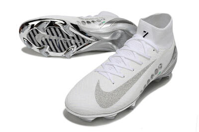 Nike Air Zoom Mercurial Superfly 10 Elite FG Firm Ground Soccer Cleats - White/Silver/Black