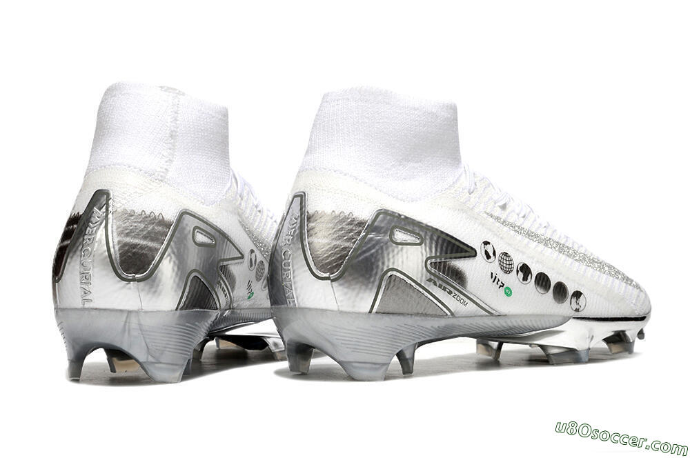 Nike Air Zoom Mercurial Superfly 10 Elite FG Firm Ground Soccer Cleats - White/Silver/Black 6
