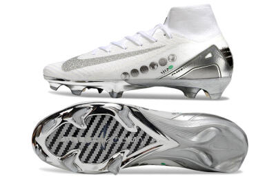 Nike Air Zoom Mercurial Superfly 10 Elite FG Firm Ground Soccer Cleats - White/Silver/Black