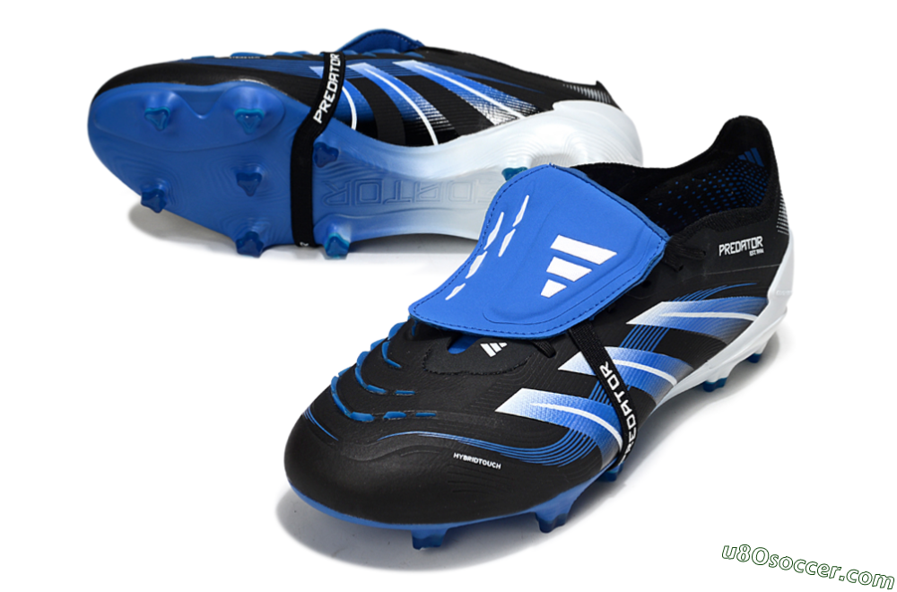 Adidas Predator 25 Elite Foldover Tongue FG Firm Ground Soccer Cleats - Black/Blue/White 3