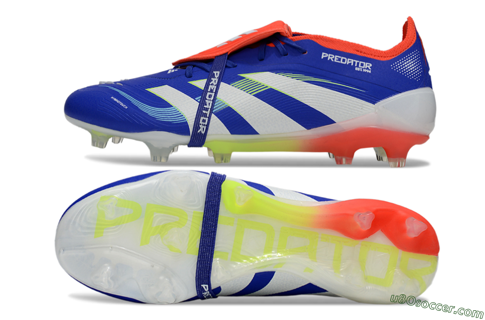 Adidas Predator 25 Elite Foldover Tongue FG Firm Ground Soccer Cleats - Blue/White/Red 0