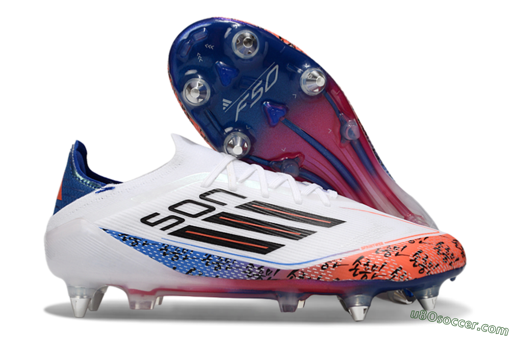 Son x Adidas F50 Elite SG Soft Ground Soccer Cleats - White/Blue/Red 1