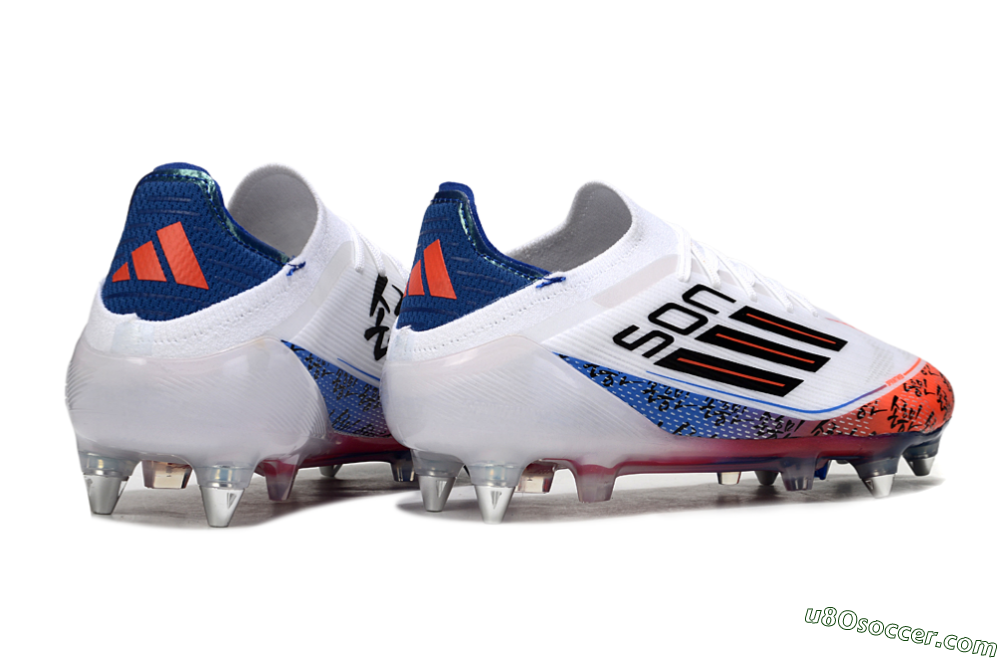 Son x Adidas F50 Elite SG Soft Ground Soccer Cleats - White/Blue/Red 6