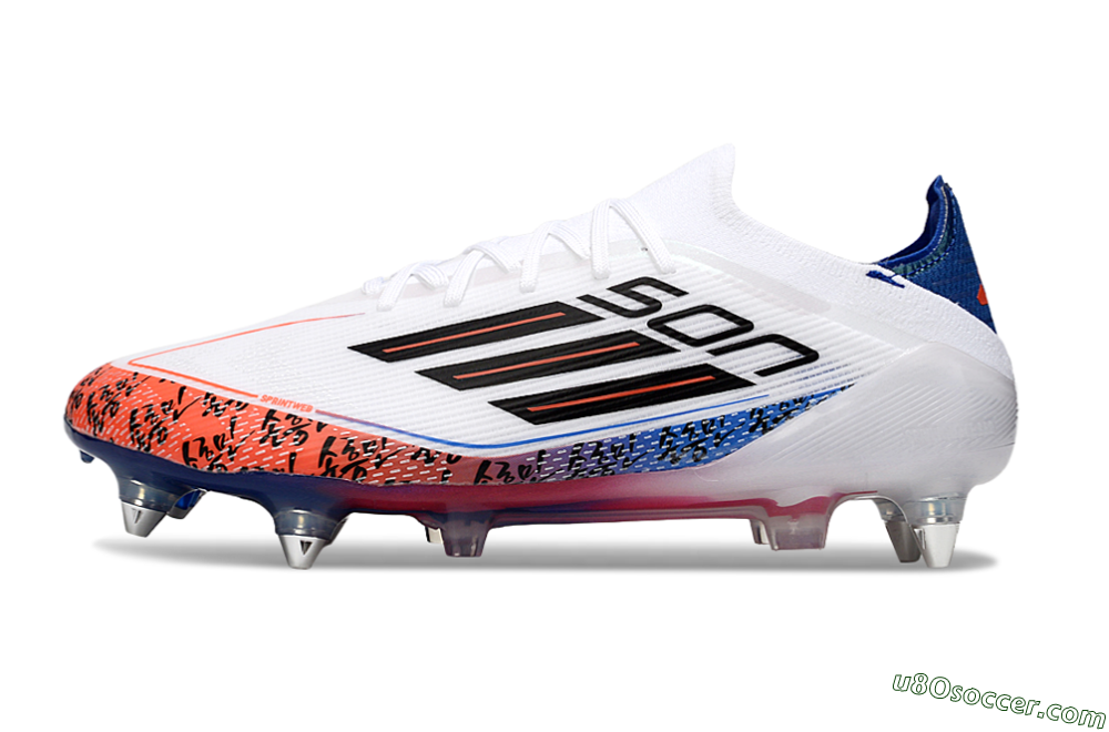 Son x Adidas F50 Elite SG Soft Ground Soccer Cleats - White/Blue/Red 2