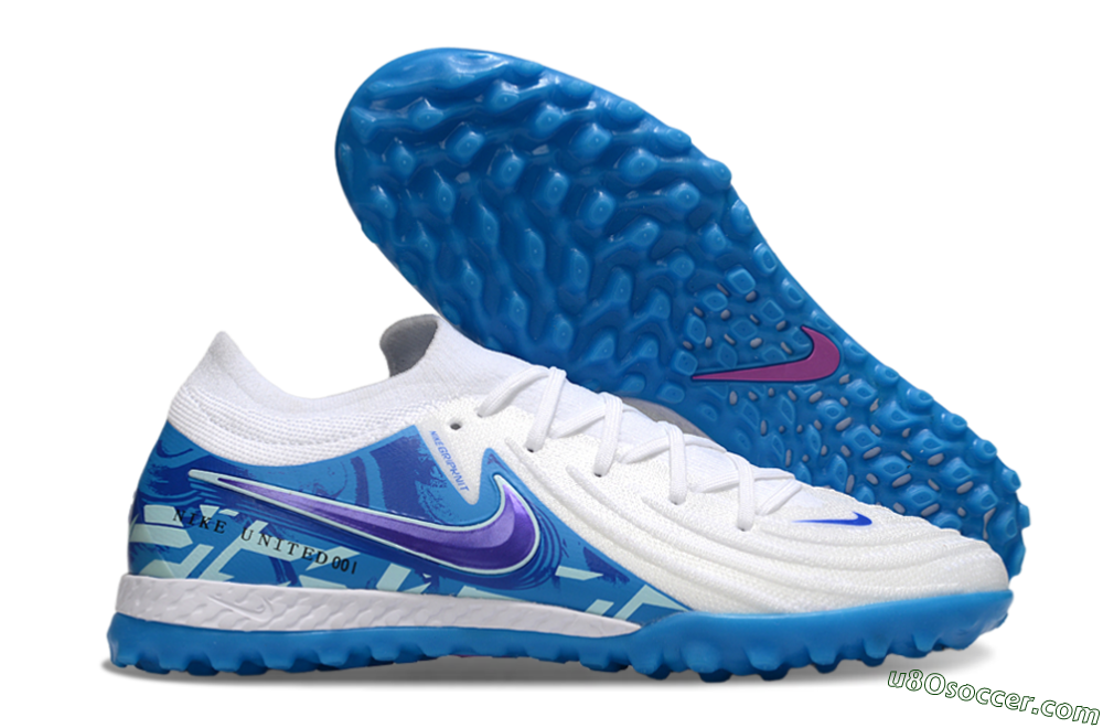 Nike Phantom GX 2 Elite TF Artificial Turf Soccer Shoes - White/Blue 1