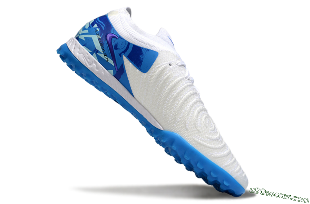 Nike Phantom GX 2 Elite TF Artificial Turf Soccer Shoes - White/Blue 4