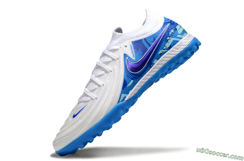 Nike Phantom GX 2 Elite TF Artificial Turf Soccer Shoes - White/Blue 5