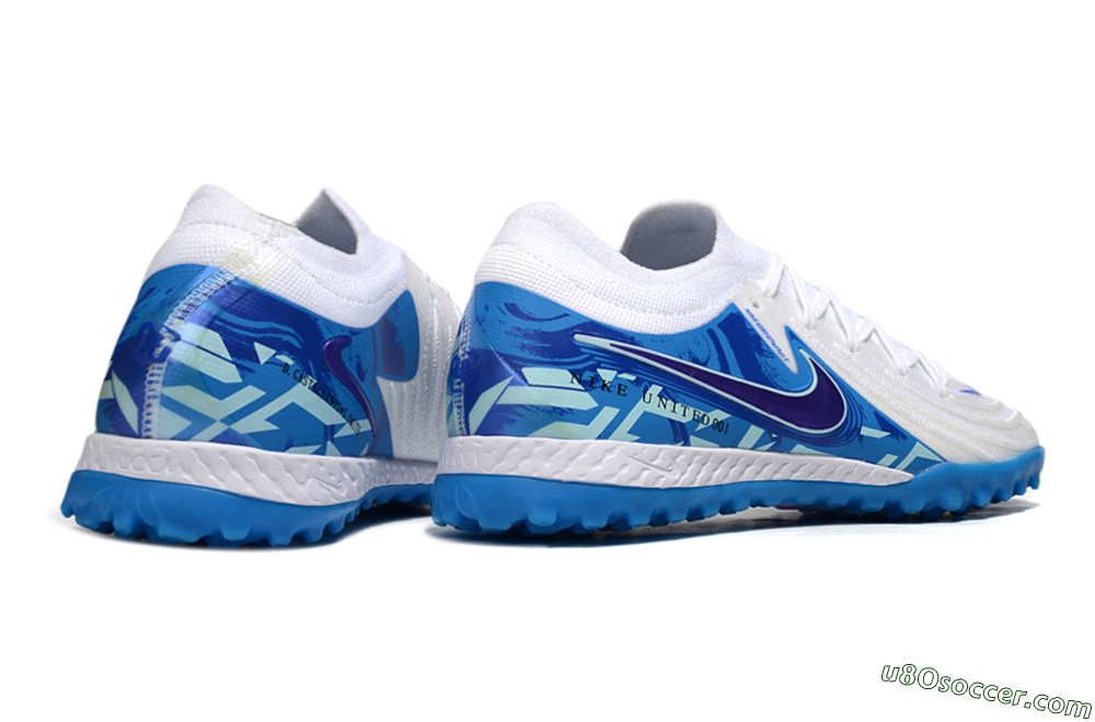 Nike Phantom GX 2 Elite TF Artificial Turf Soccer Shoes - White/Blue 6