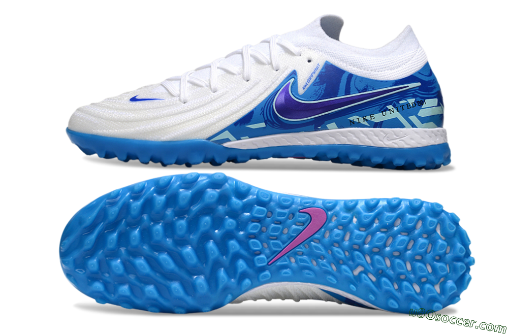 Nike Phantom GX 2 Elite TF Artificial Turf Soccer Shoes - White/Blue 0