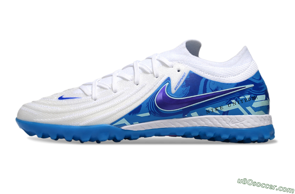 Nike Phantom GX 2 Elite TF Artificial Turf Soccer Shoes - White/Blue 2