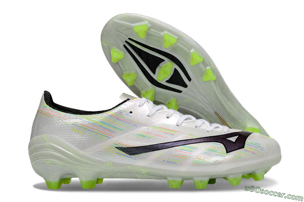 Mizuno Alpha Beta FG Firm Ground Soccer Cleats - White/Pink/Yellow 1