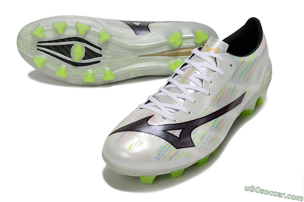 Mizuno Alpha Beta FG Firm Ground Soccer Cleats - White/Pink/Yellow 3