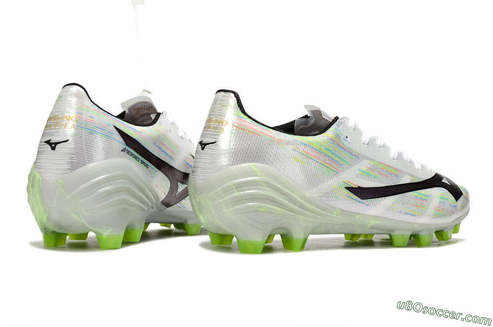 Mizuno Alpha Beta FG Firm Ground Soccer Cleats - White/Pink/Yellow 6