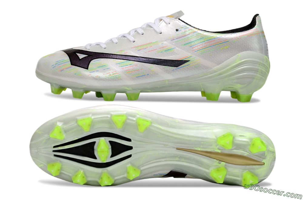 Mizuno Alpha Beta FG Firm Ground Soccer Cleats - White/Pink/Yellow 0