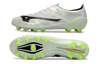 Mizuno Alpha Beta FG Firm Ground Soccer Cleats - White/Pink/Yellow