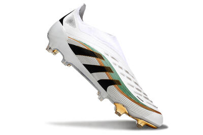 Adidas Predator 25 Elite Laceless FG Firm Ground Soccer Cleats - White/Black/Gold