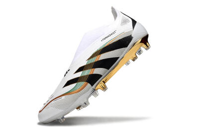 Adidas Predator 25 Elite Laceless FG Firm Ground Soccer Cleats - White/Black/Gold