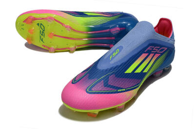 Adidas F50 Elite Laceless FG Firm Ground Soccer Cleats - Blue/Yellow/Pink