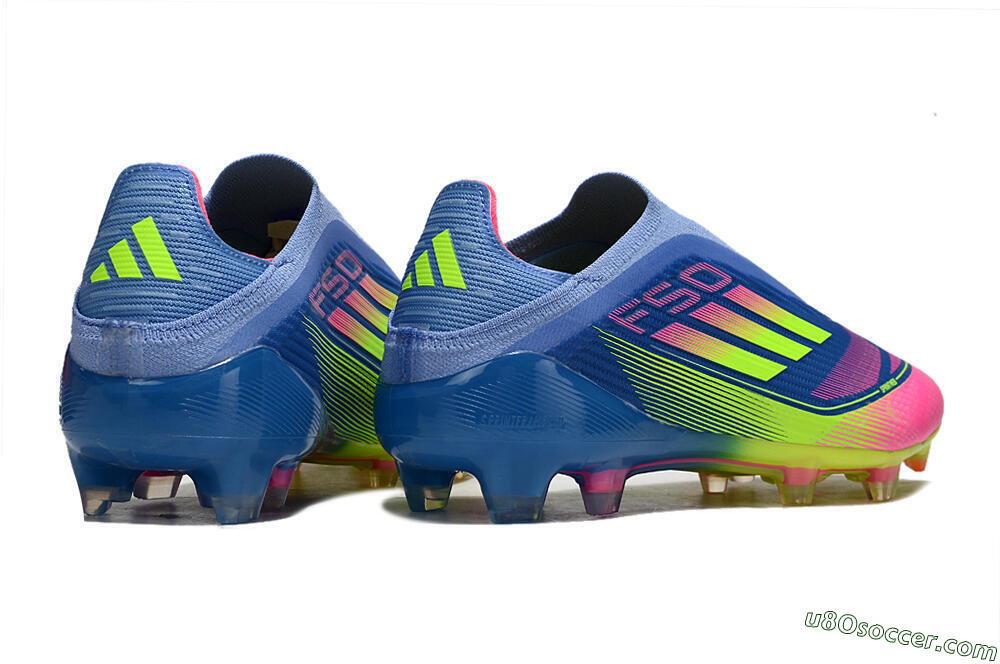 Adidas F50 Elite Laceless FG Firm Ground Soccer Cleats - Blue/Yellow/Pink 7