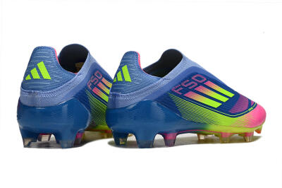 Adidas F50 Elite Laceless FG Firm Ground Soccer Cleats - Blue/Yellow/Pink