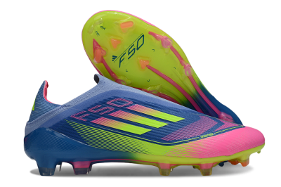 Adidas F50 Elite Laceless FG Firm Ground Soccer Cleats - Blue/Yellow/Pink