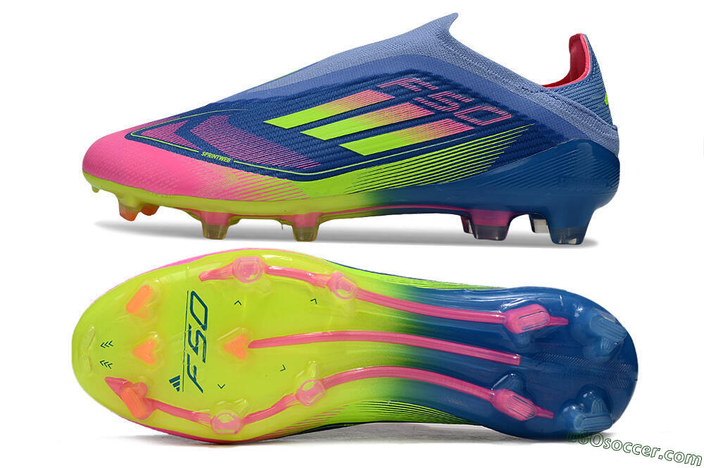 Adidas F50 Elite Laceless FG Firm Ground Soccer Cleats - Blue/Yellow/Pink 0