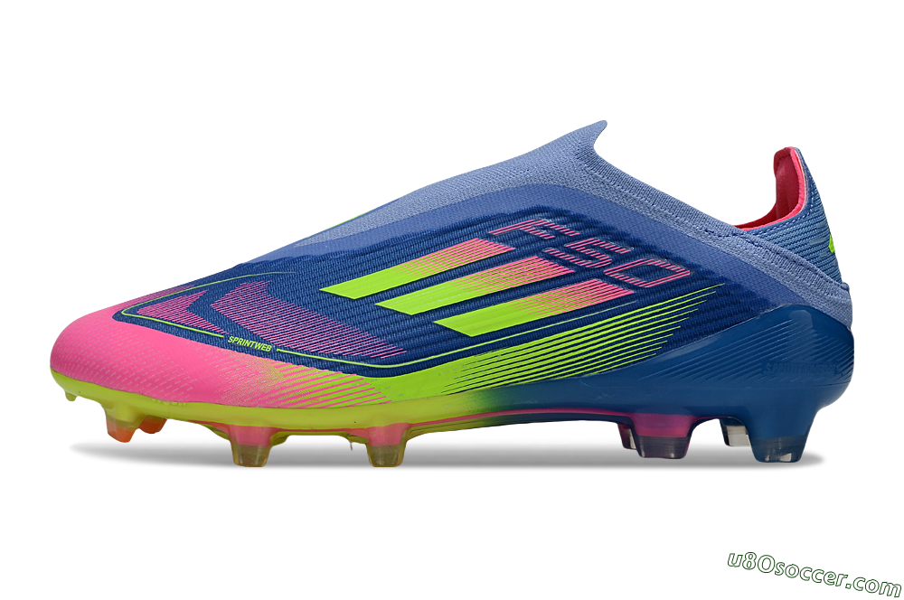 Adidas F50 Elite Laceless FG Firm Ground Soccer Cleats - Blue/Yellow/Pink 2