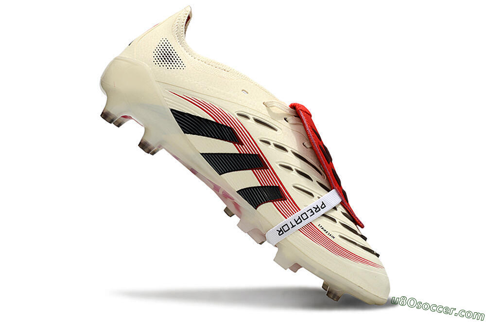 Adidas Predator 25 Elite Foldover Tongue FG Firm Ground Soccer Cleats - White/Black/Red 4
