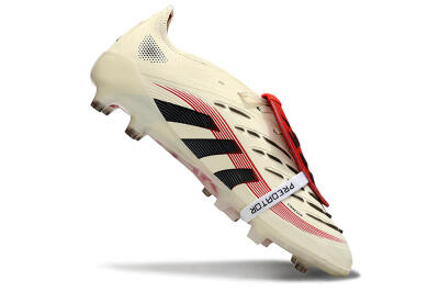 Adidas Predator 25 Elite Foldover Tongue FG Firm Ground Soccer Cleats - White/Black/Red