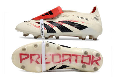 Adidas Predator 25 Elite Foldover Tongue FG Firm Ground Soccer Cleats - White/Black/Red