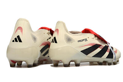 Adidas Predator 25 Elite Foldover Tongue FG Firm Ground Soccer Cleats - White/Black/Red