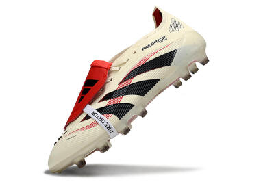 Adidas Predator 25 Elite Foldover Tongue FG Firm Ground Soccer Cleats - White/Black/Red