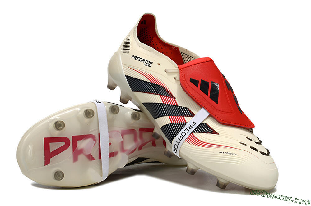 Adidas Predator 25 Elite Foldover Tongue FG Firm Ground Soccer Cleats - White/Black/Red 3