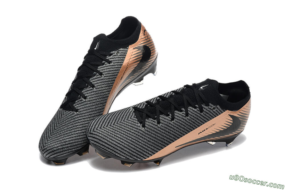 Nike Air Zoom Mercurial Vapor 16 Elite FG Firm Ground Soccer Cleats - Grey/Black/Gold 6