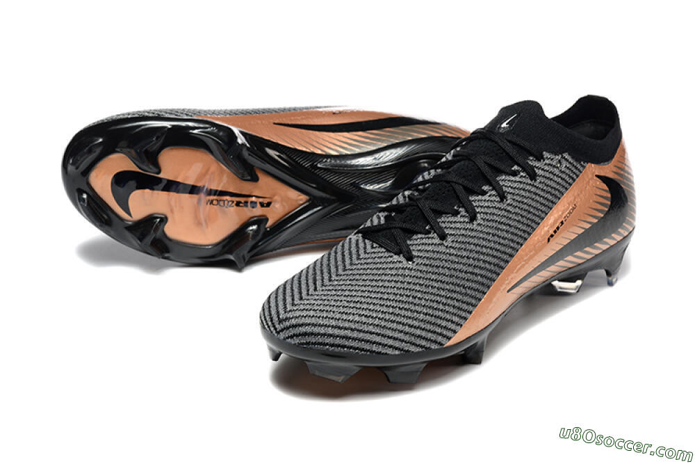 Nike Air Zoom Mercurial Vapor 16 Elite FG Firm Ground Soccer Cleats - Grey/Black/Gold 3