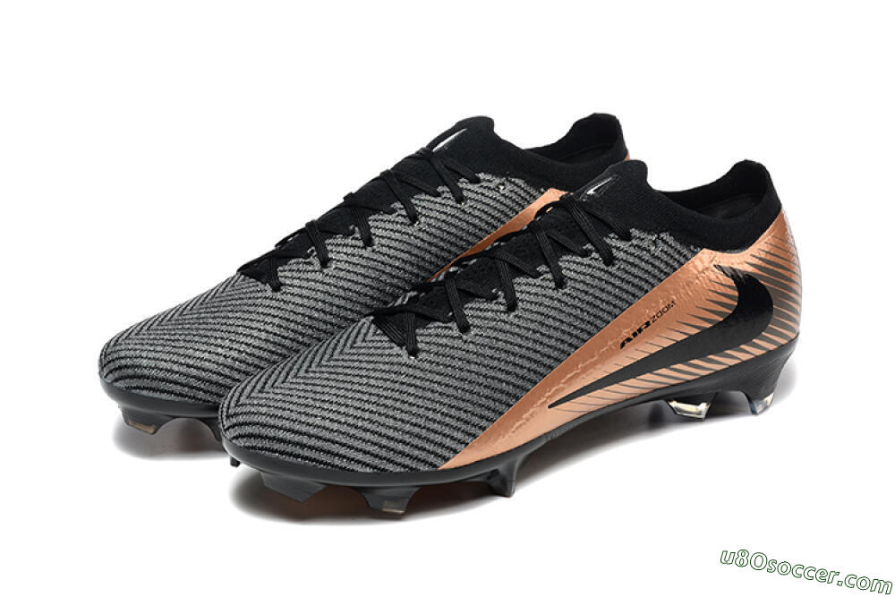 Nike Air Zoom Mercurial Vapor 16 Elite FG Firm Ground Soccer Cleats - Grey/Black/Gold 5
