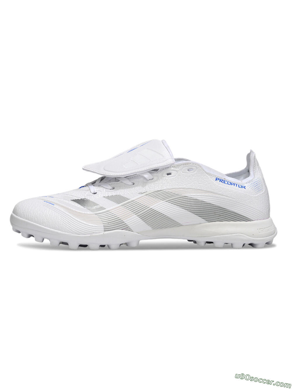 Adidas Predator 25 Elite Foldover Tongue TF Artificial Turf Soccer Shoes - White/Silver/Blue 2