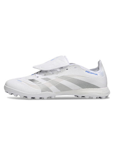 Adidas Predator 25 Elite Foldover Tongue TF Artificial Turf Soccer Shoes - White/Silver/Blue