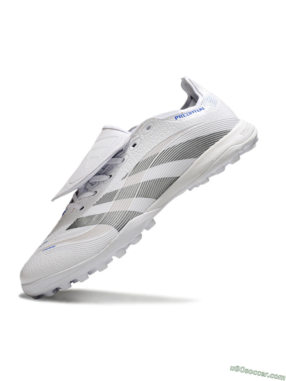 Adidas Predator 25 Elite Foldover Tongue TF Artificial Turf Soccer Shoes - White/Silver/Blue 5