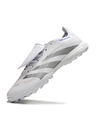 Adidas Predator 25 Elite Foldover Tongue TF Artificial Turf Soccer Shoes - White/Silver/Blue