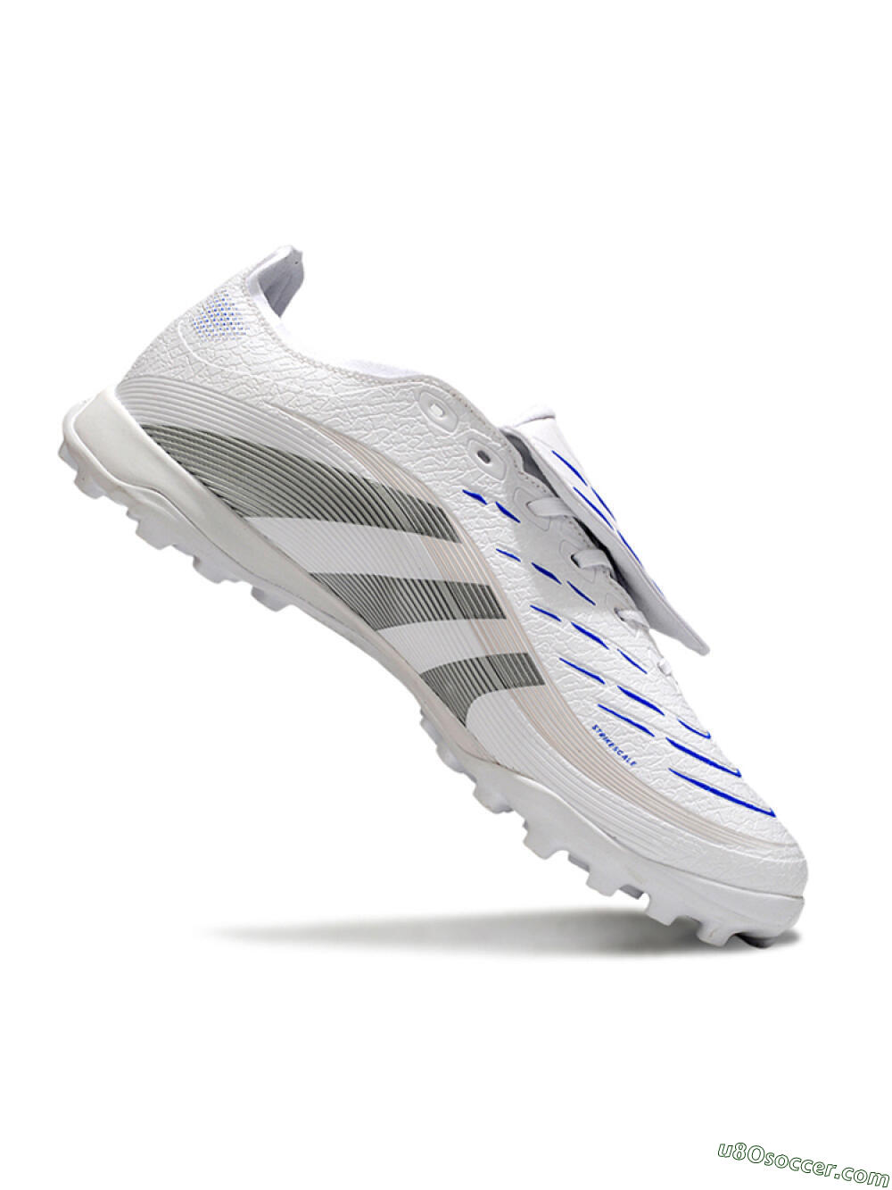 Adidas Predator 25 Elite Foldover Tongue TF Artificial Turf Soccer Shoes - White/Silver/Blue 4