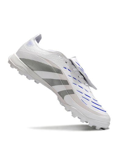 Adidas Predator 25 Elite Foldover Tongue TF Artificial Turf Soccer Shoes - White/Silver/Blue