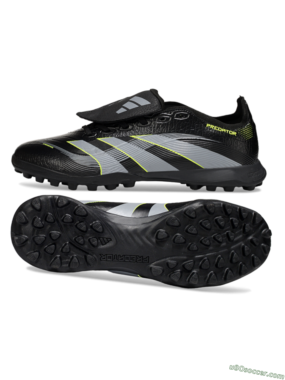 Adidas Predator 25 Elite Foldover Tongue TF Artificial Turf Soccer Shoes - Black/Grey/Yellow 0