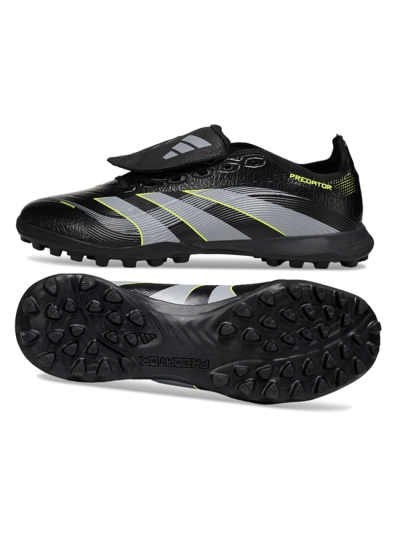 Adidas Predator 25 Elite Foldover Tongue TF Artificial Turf Soccer Shoes - Black/Grey/Yellow