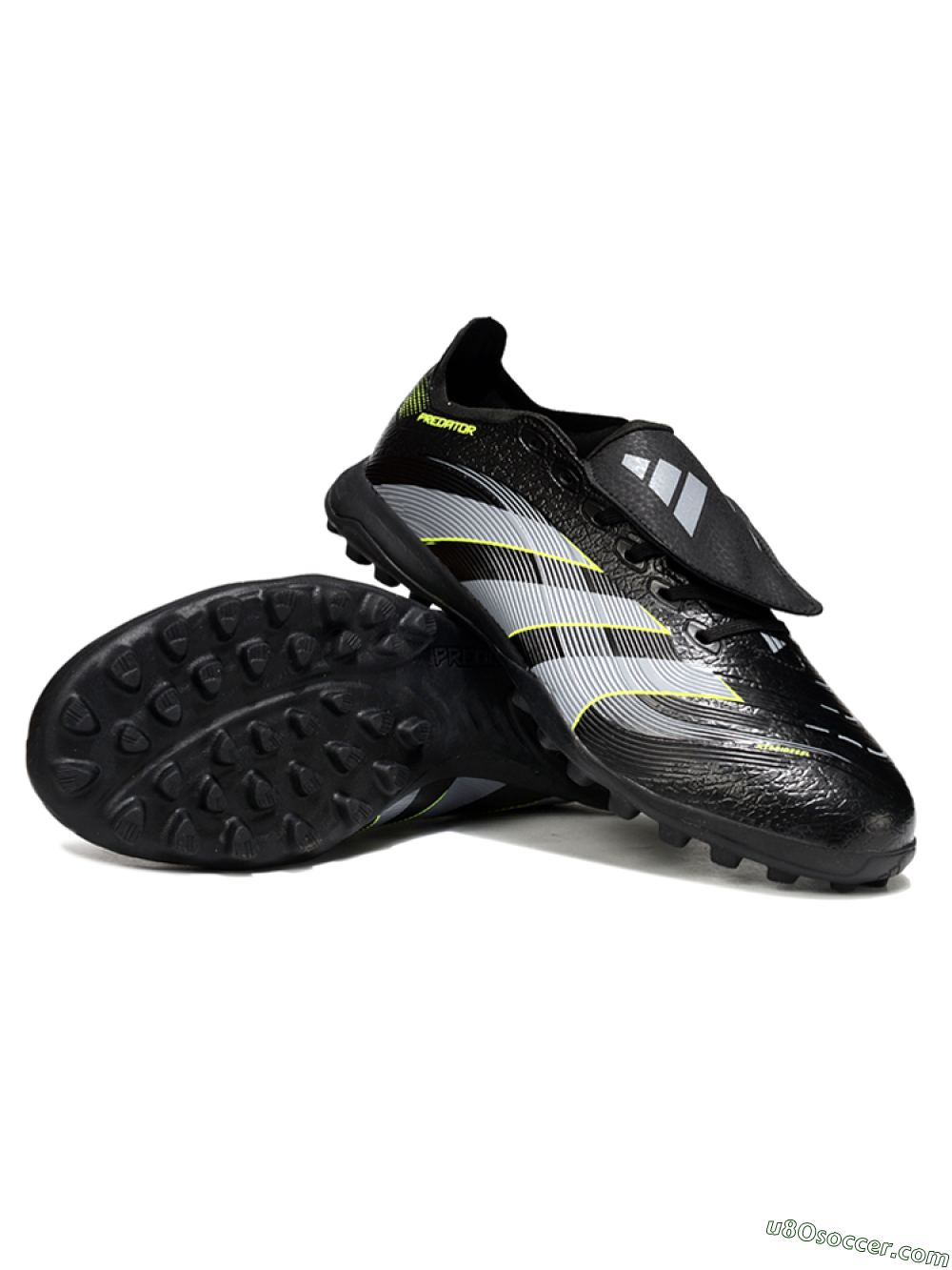 Adidas Predator 25 Elite Foldover Tongue TF Artificial Turf Soccer Shoes - Black/Grey/Yellow 3