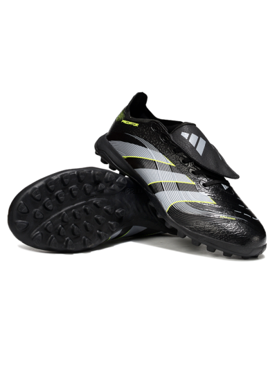 Adidas Predator 25 Elite Foldover Tongue TF Artificial Turf Soccer Shoes - Black/Grey/Yellow