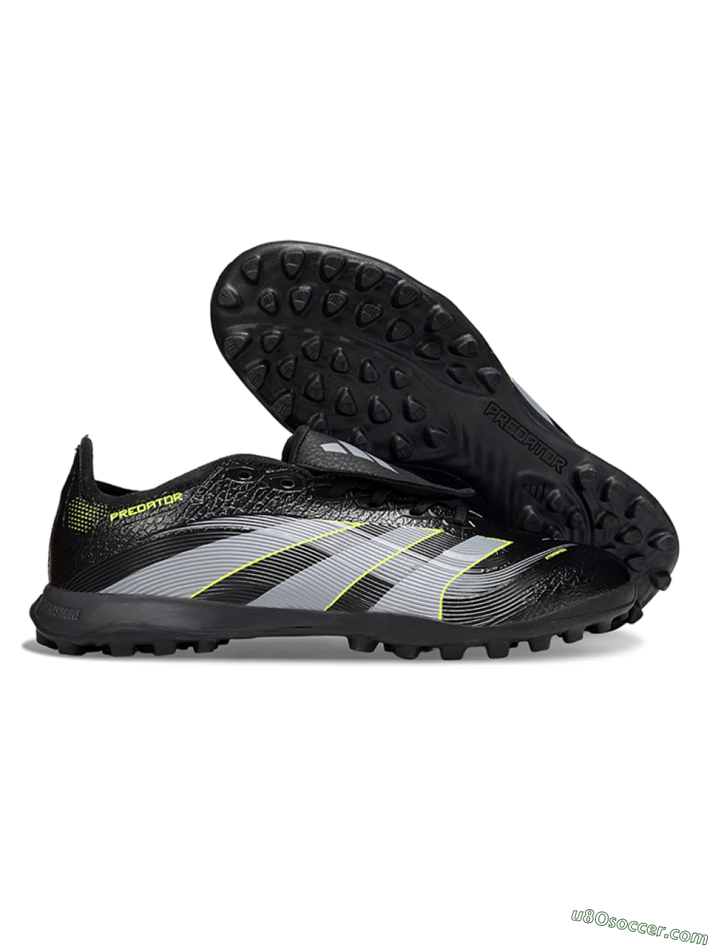 Adidas Predator 25 Elite Foldover Tongue TF Artificial Turf Soccer Shoes - Black/Grey/Yellow 1