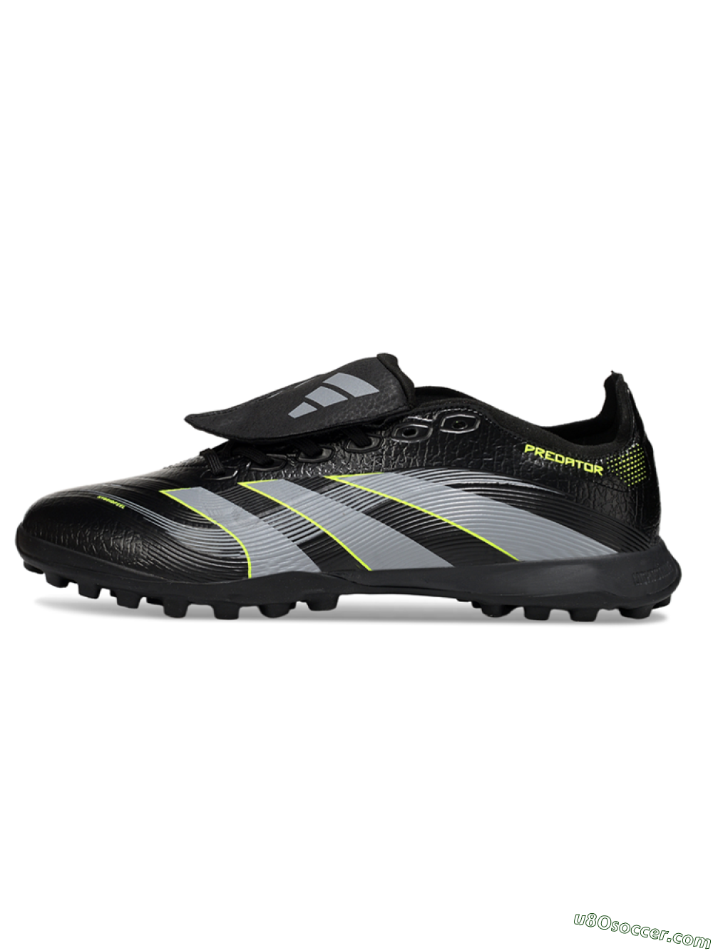 Adidas Predator 25 Elite Foldover Tongue TF Artificial Turf Soccer Shoes - Black/Grey/Yellow 2