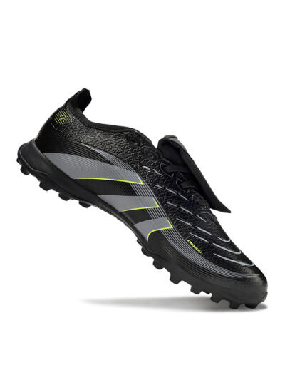 Adidas Predator 25 Elite Foldover Tongue TF Artificial Turf Soccer Shoes - Black/Grey/Yellow